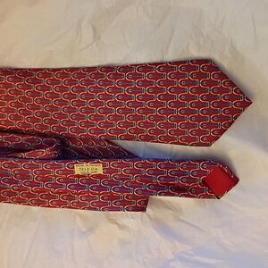 ❤️HERMES FRANCE BIG 100% Silk Intertwined Belts Neck Tie 7212 UA